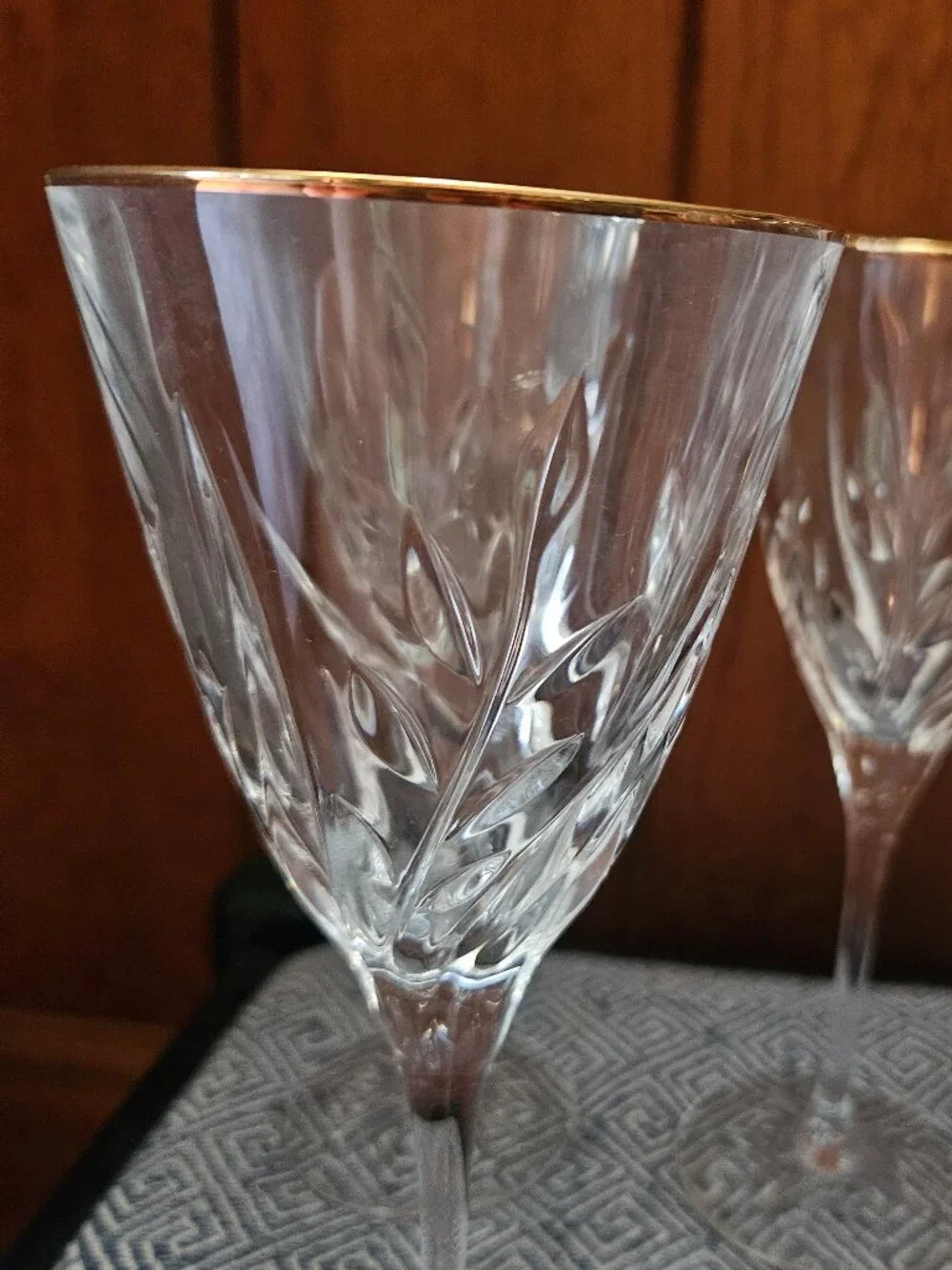 Vintage Crystal Gold Rim D'arques Durand William Wine Glasses, Set of 4